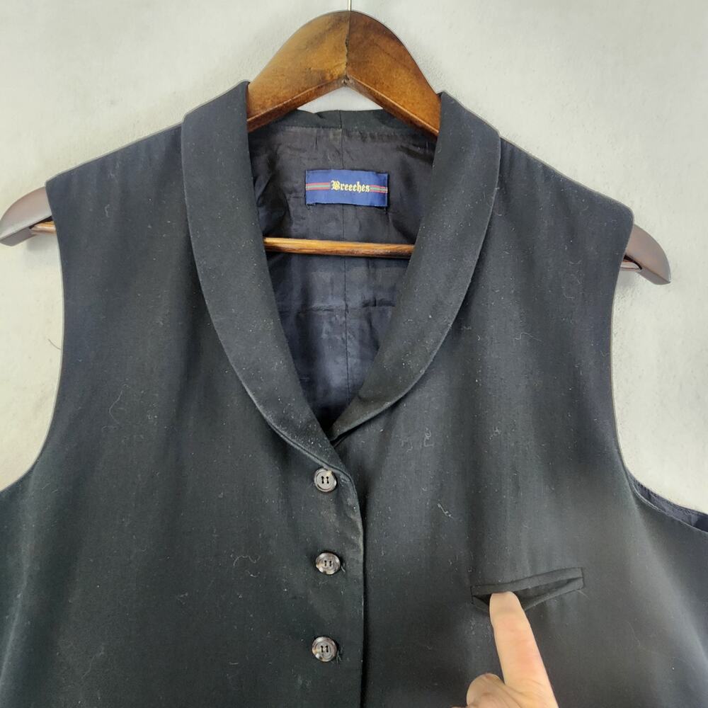 Breeches Womens Suit Vest L Black Shawl Collar 8-Button Lined USA Made Vintage - Picture 5 of 12